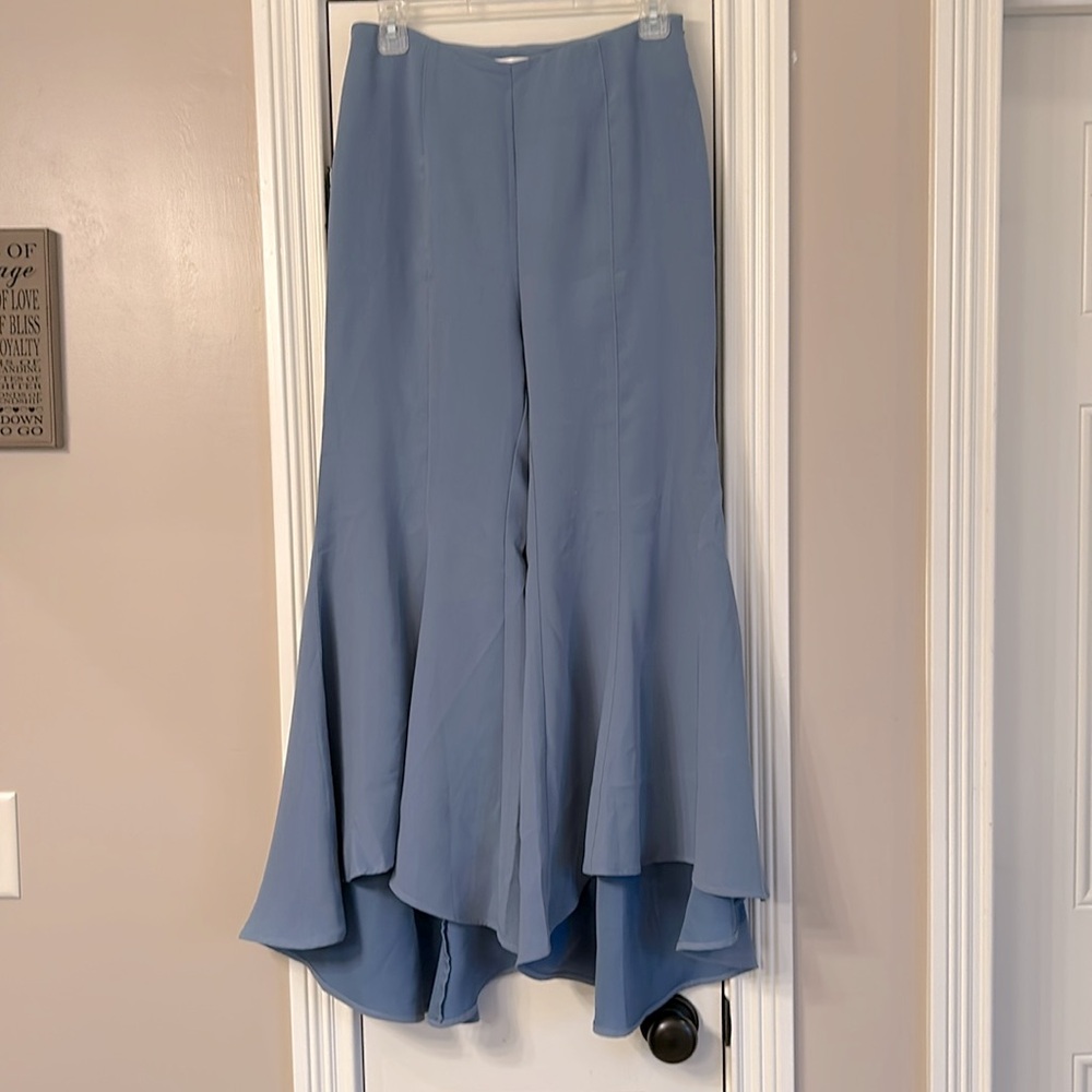 Anthropologie Zinnia High Rise Tulip Hem Pants Wedgewood Blue NWOT Sz 4 - Picture 2 of 6